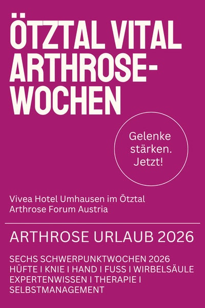 Arthrose Urlaub und Vorträge